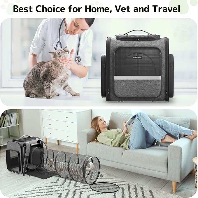 Cat Backpack with Detachable Play Tunnel, 2 in 1 Cat Tunnel Backpack Suitable - Image 9