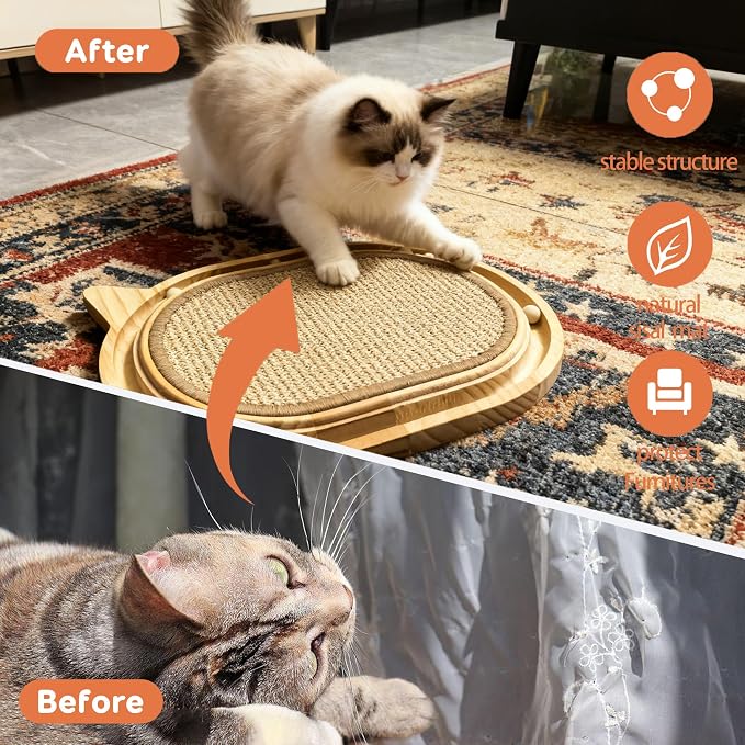 Wooden Interactive Cat Scratcher Toy - Image 4