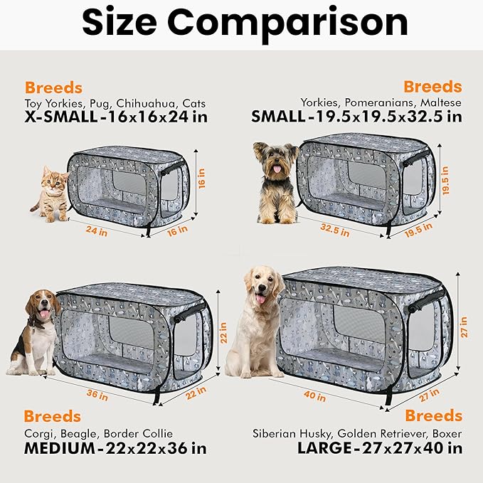Beatrice Home Fashions Portable, Collapsible, Pop Up Kennel Travel Cat and Dog - Image 3