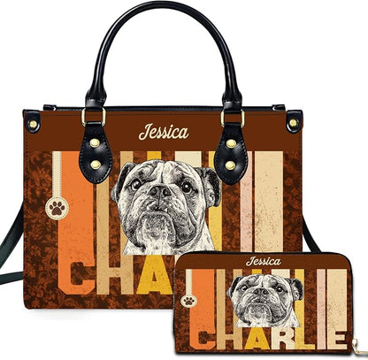 Personalized Pet Mom Leather Handbag – Custom Name Dog Cat Photo Purse by Encycom
