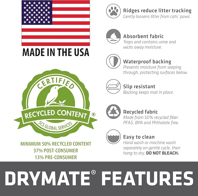 Drymate Cat Litter Box Mat, Litter Trapping Mat, Waterproof, Urine-Proof - Image 7