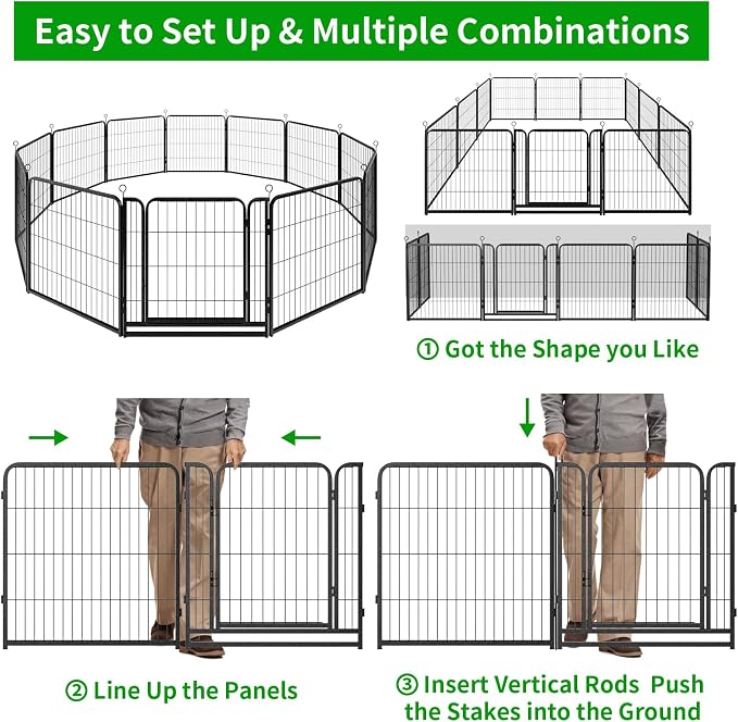 Dog Playpen Outdoor Extra Wide 16 Piece Panels Heavy Duty Dog Fence 32" Height - Image 9