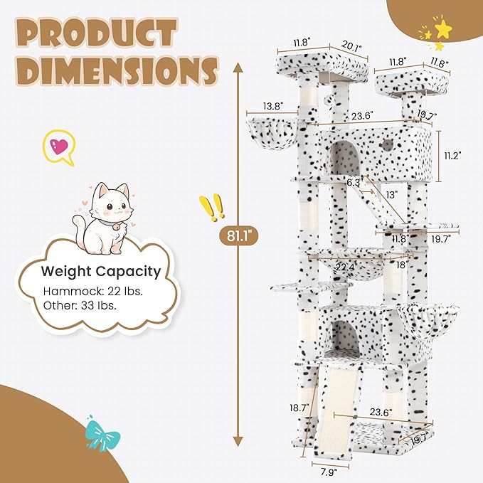 SHA CERLIN 81in Multi-Level Tall Cat Tree Tower - Image 2