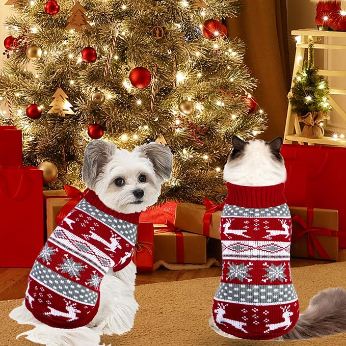Dog Christmas Sweater Pet Winter Warm Coat Pajamas Small Dog Sweaters Reindeer - Image 2