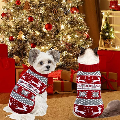 Dog Christmas Sweater Pet Winter Warm Coat Pajamas Small Dog Sweaters Reindeer - Image 2