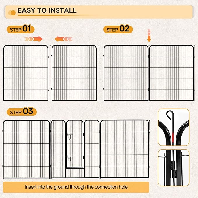 BestPet Indoor Dog Playpen, 40inch 16 Panels Dog Pen Fence Outdoor Pet Playpen - Image 5
