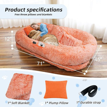 Human Dog Bed, Washable Faux Fur Pet Bed - Image 5