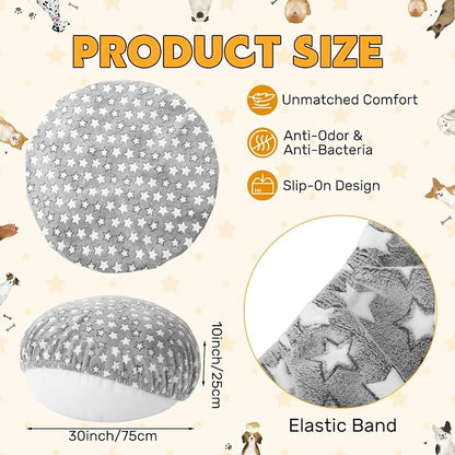 Youyole Medium Washable Round Dog Bed Cover Replacement Waterproof 30 x 30 x 10 - Image 2