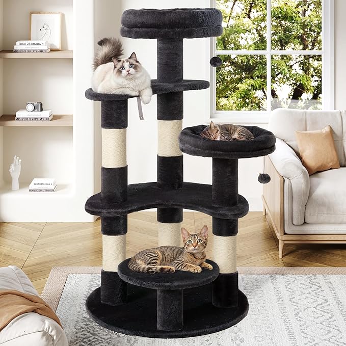 Allewie 55.5 in Cat Tree for Indoor Kitties/Soft Plush Perches/Multi-Level Cat by Allewie