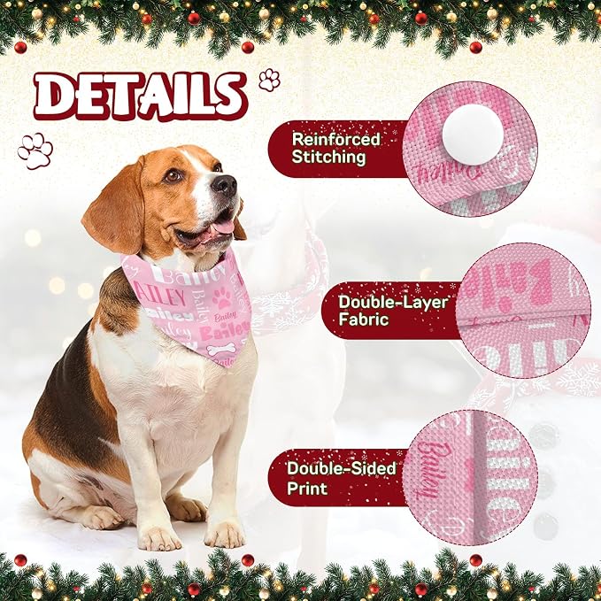 Personalized Dog Bandanas Custom Neckwear Name Button Anti-loosening Dog Scarf - Image 3