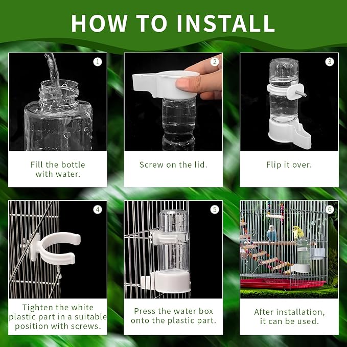 Pet Bird Automatic Water Dispenser, Bird Cage Hanging Drinking Device, - Image 3