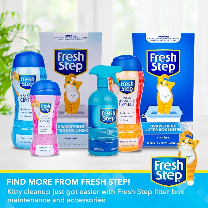 Fresh Step Jumbo Drawstring Cat Litter Box Liners, Scented Heavy Duty Kitty - Image 6