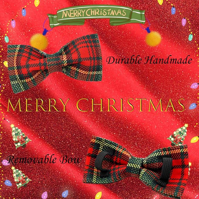 Dog Collar - Thanksgiving Turkey Dog Collar Bowtie Gift Soft Bow Adjustable - Image 4