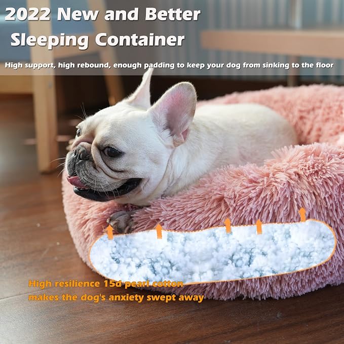 Calming Donut Dogs Beds for Small Dogs Washable, 23inch Plush Round Pet Bed for - Image 5