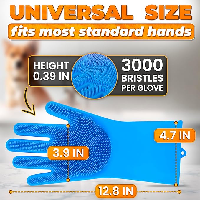 Cat & Dog Washing Gloves for Bathing – 2-in-1 Design Dog Scrubbing Gloves for - Image 2