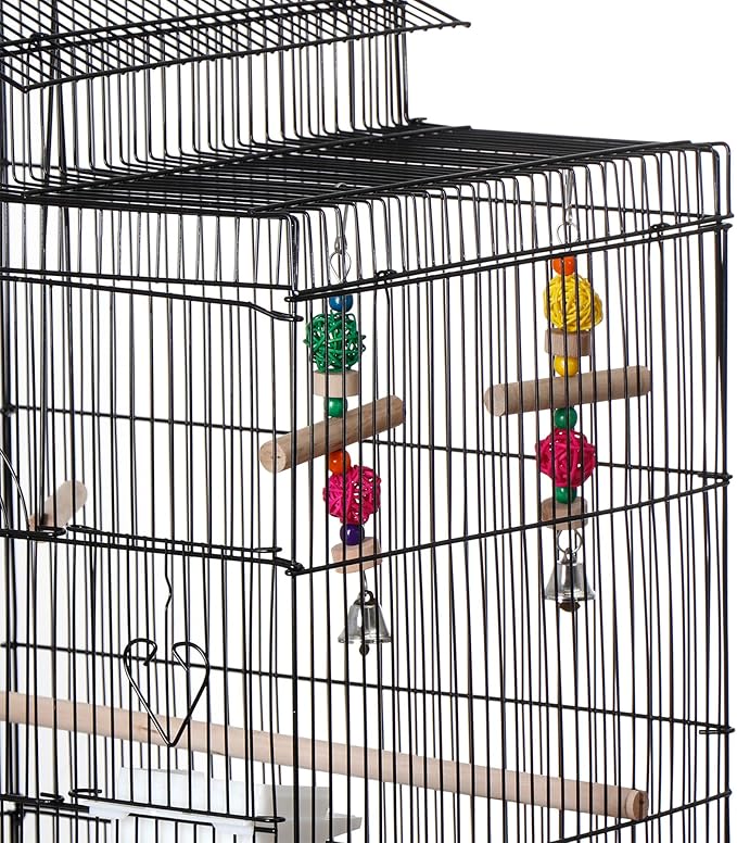 39-Inch Roof Top Bird Cage Large Flight Parrot Cage w/Toys - Image 5