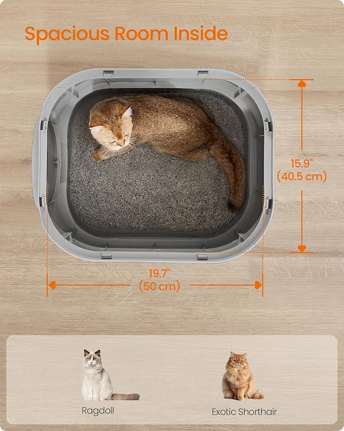 Feandrea Cat Litter Box with Lid, XL Enclosed Litter Box with Slide-Out Tray - Image 3