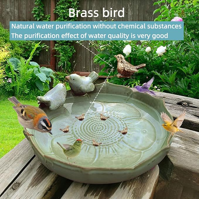 5 Pcs Mini Brass Bird Shape Copper Bath Disk Birdbath Cleaner Purification - Image 7