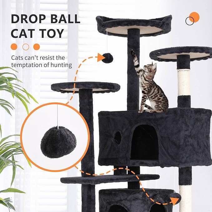 Cat Tree for Indoor Cats, Space Saving Cat Activity Center, Durable Pet Play - Image 5