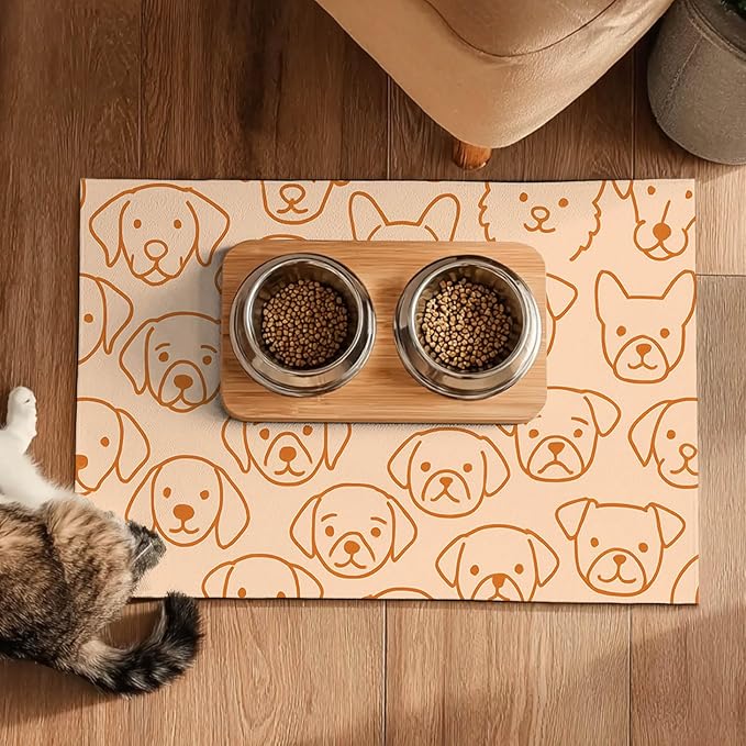 Pet Feeding Mat with Colorful Polka Dot Pattern Design 24" x 16" Dachshund - Image 5