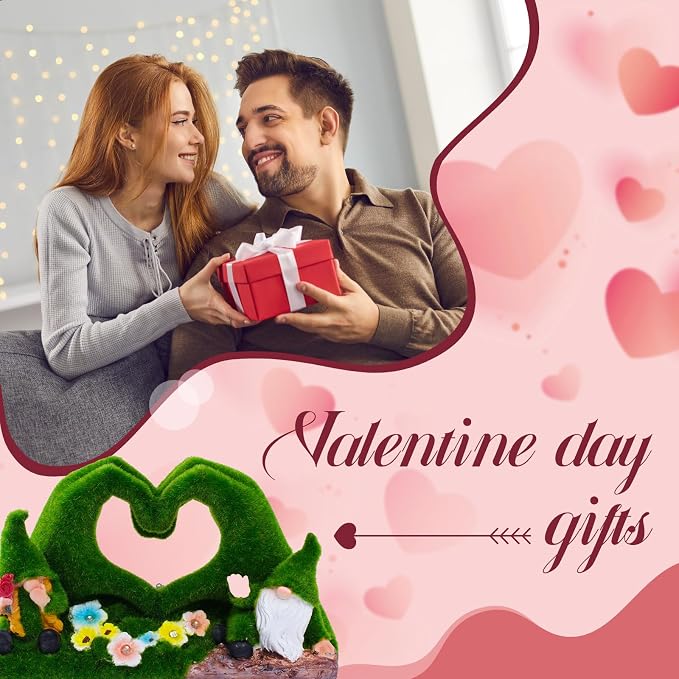 St Patricks Day Gnome Garden Gnome Statue Heart-Shaped Moss Covered Outdoor - Image 6