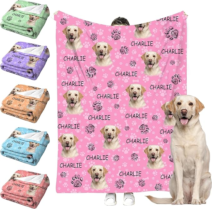 Personalized Paw Print Dog Blanket by Faroishta