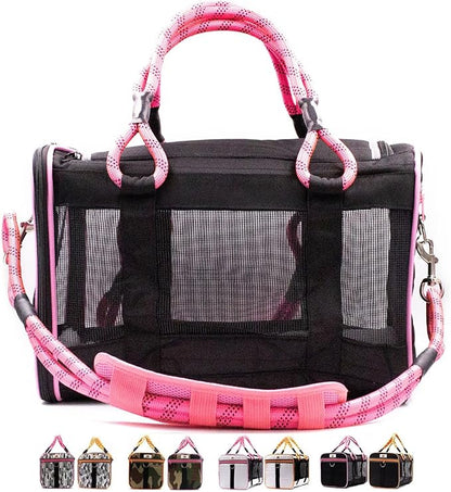 Buddy's Best Airline Approved Pet Carrier Black & Pink Heavy Duty, Fits Under by Buddysbest