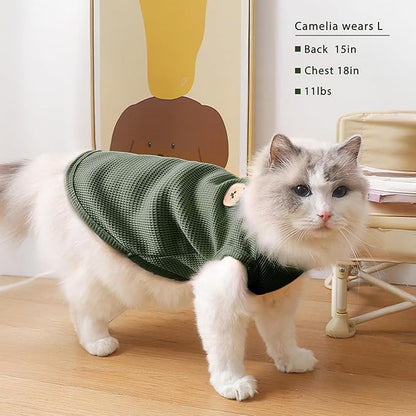 Waffle Knit Cat & Dog T Shirt for Small Dogs, Stretchable Puppy Shirt for - Image 4