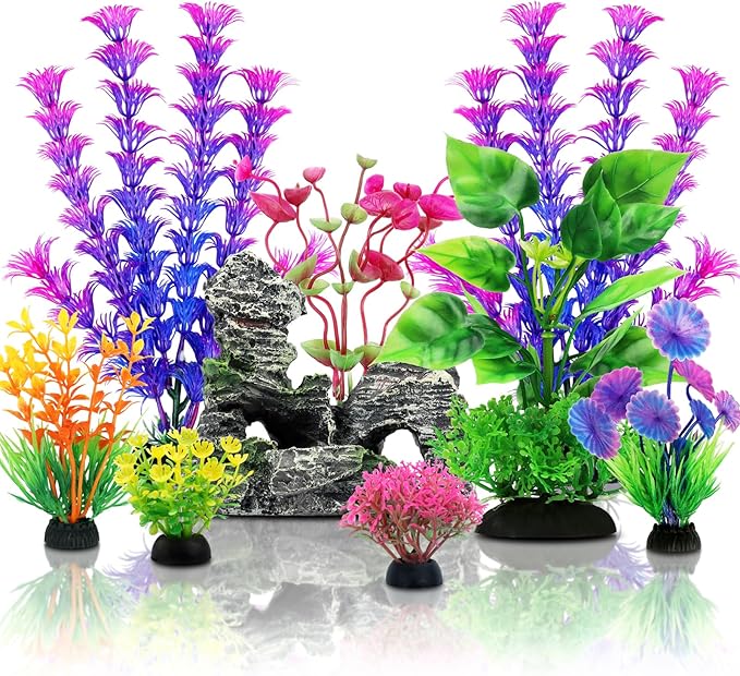 Fish Tank Accessories Aquarium Decorations Plants, Aquarium Decor Plastic Plants by QUOZUO