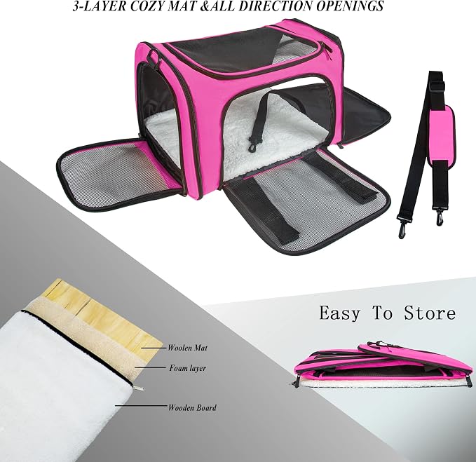 Soft Sided Carrier for Small Medium Cats Dogs, TSA Airline Approved Collapsible - Image 5
