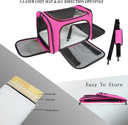 Soft Sided Carrier for Small Medium Cats Dogs, TSA Airline Approved Collapsible - Image 5