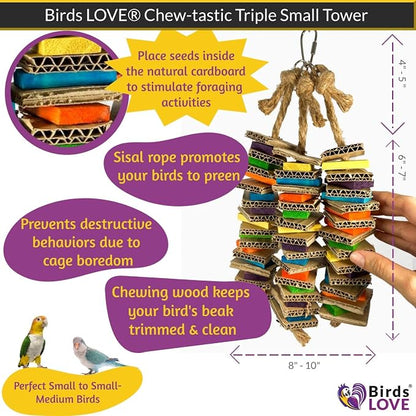 Birds LOVE Chew-Tastic Triple Tower Bird Cage Toy Shredded - Image 4