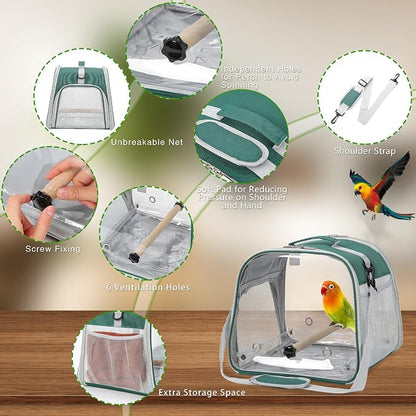 Suertree Small Bird Carrier, Large Window Travel Cage - Image 3