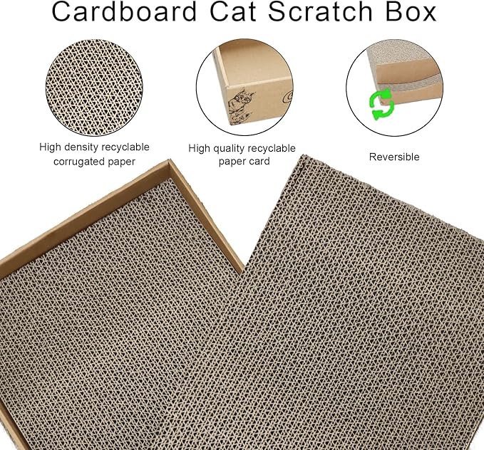 Cat Scratch Pad Cardboard Scratcher Box, Reversible Durable, - Image 5
