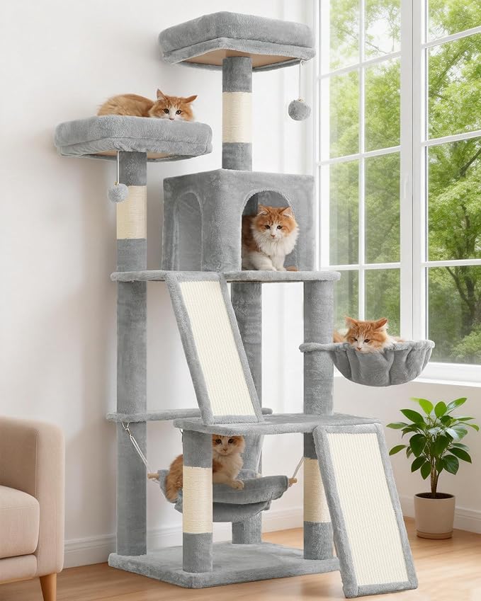 Multi-Level Cat Tree for Indoor Cats, Cat Tower by Gitelnour