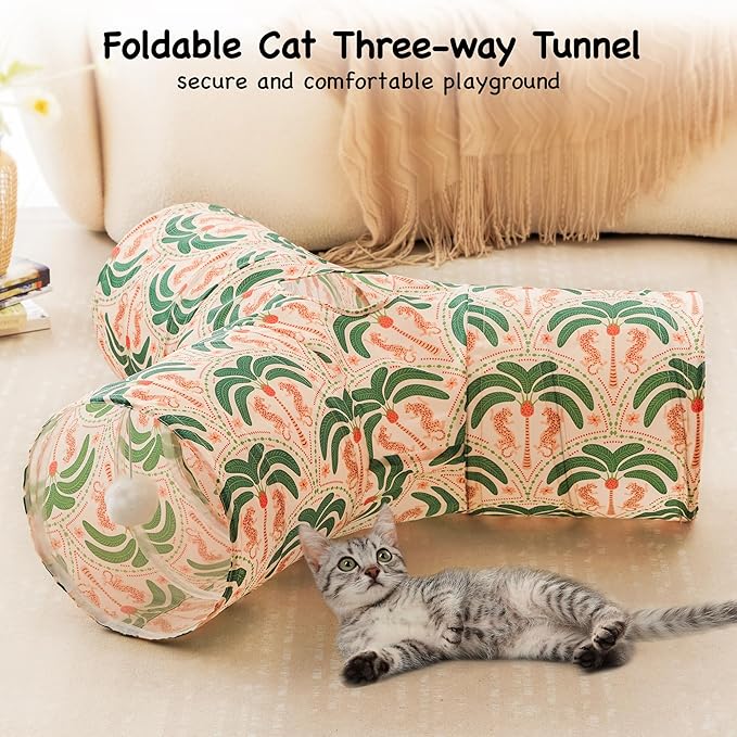 Tempcore Pet Cat Tunnel Tube Cat Toys 3 Way Collapsible, Cat Tunnels - Image 3