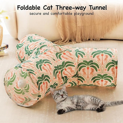 Tempcore Pet Cat Tunnel Tube Cat Toys 3 Way Collapsible, Cat Tunnels - Image 3
