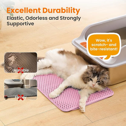 Small Cat Litter Mat, 20x14’’ Double Layer Honeycomb Cat Litter Box Mat - Image 6