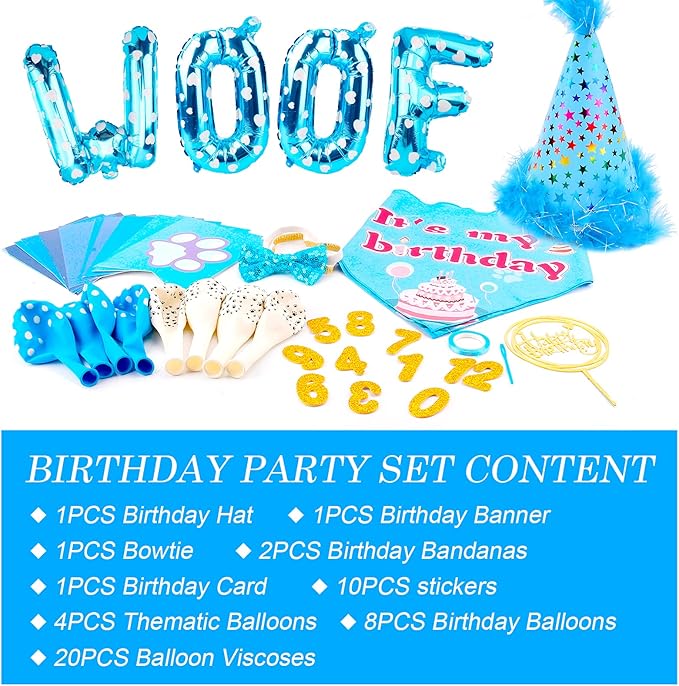 Dog Birthday Party Supplies, Adjustable Dog Bandana Set - Image 3