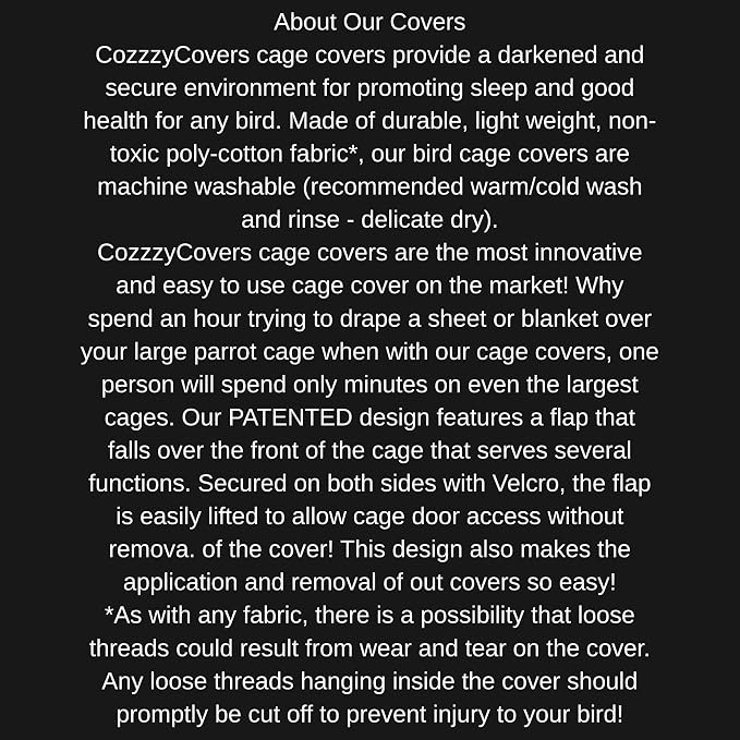 Cozzzy Covers Model 2424 DT Universal Cage Cover 40" L Poly-Cotton Black - Image 6