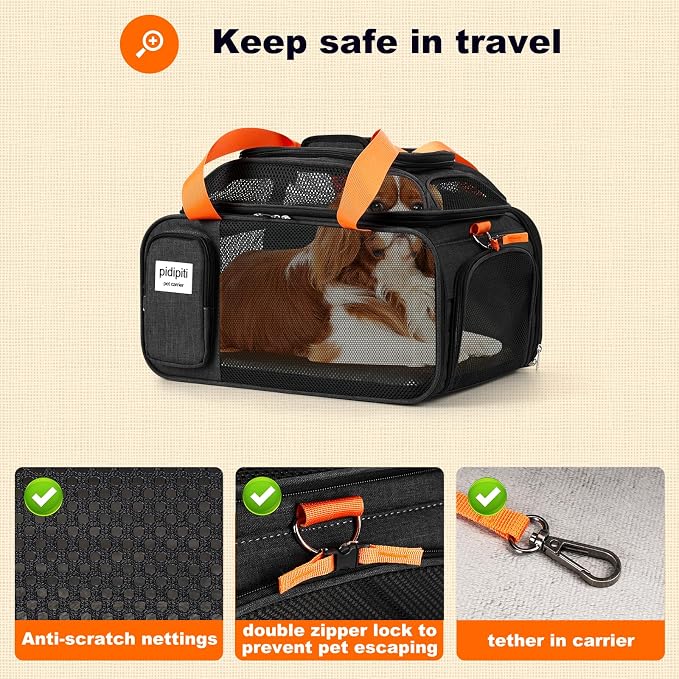 18x13.5x9 TSA Approved top and 1 Side Expandable pet Carrier - Image 5