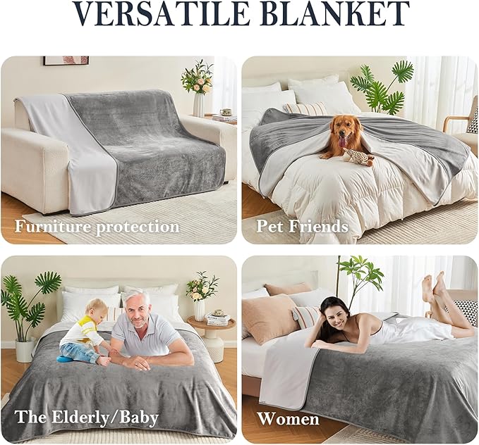 Waterproof Blanket 60"x80" for Adults, Reversible Waterproof Bed Cover for Dogs - Image 3