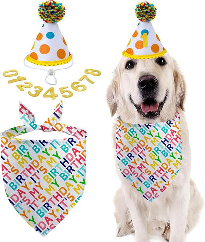 Dog Birthday Bandana Set, It's My Birthday Dog Scarfs, Pet HBD Party Decor by GHSJYOHomeDecoration