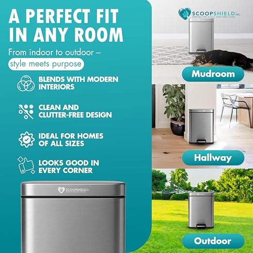 6L Outdoor and Indoor Pet Waste Container, Stainless Steel Can. Lid Opens - Image 2