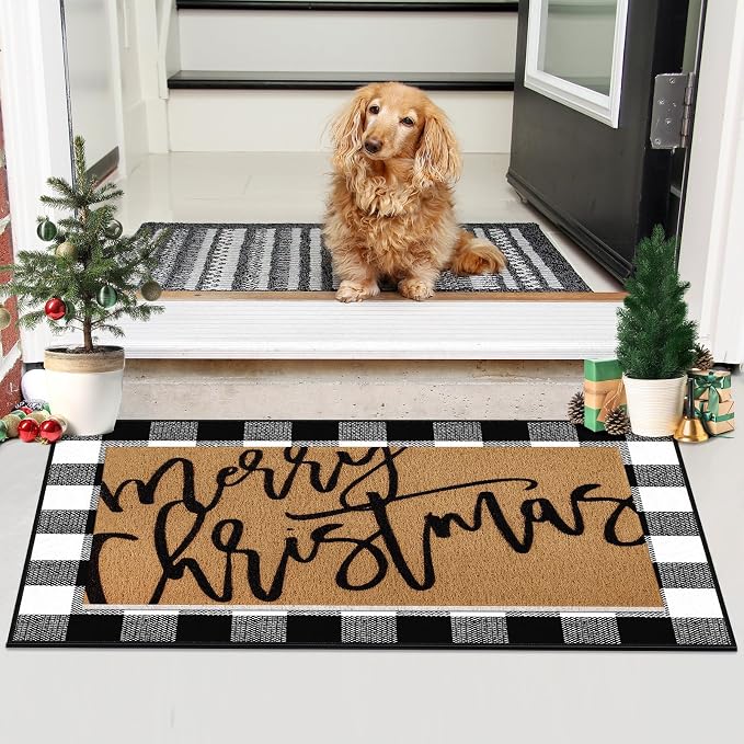 Tinideya 2 Pcs Door Mat Welcome Non Slip Coir Mats Floor Layering Doormats - Image 5
