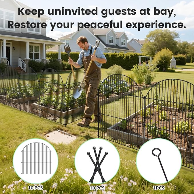 10Pcs No Dig Garden Fence, 32in/24ft Rustproof Metal Dog Fence Outdoor - Image 6