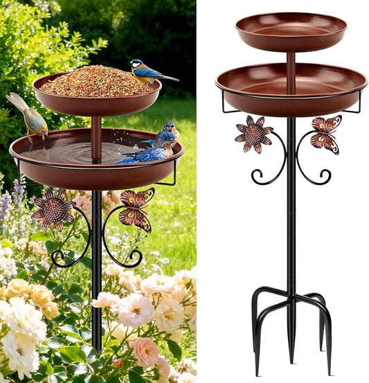 Daoeny Bird Bath for Outside, 42In Vintage Freestanding Birdbaths for Outdoors by Daoeny