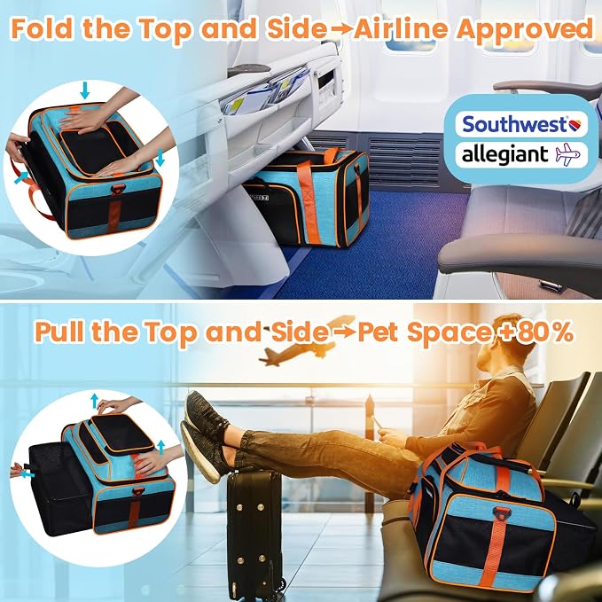 Petskd Top and Side Expandable Pet Carrier 19x13x9 Inches Southwest Allegiant - Image 2