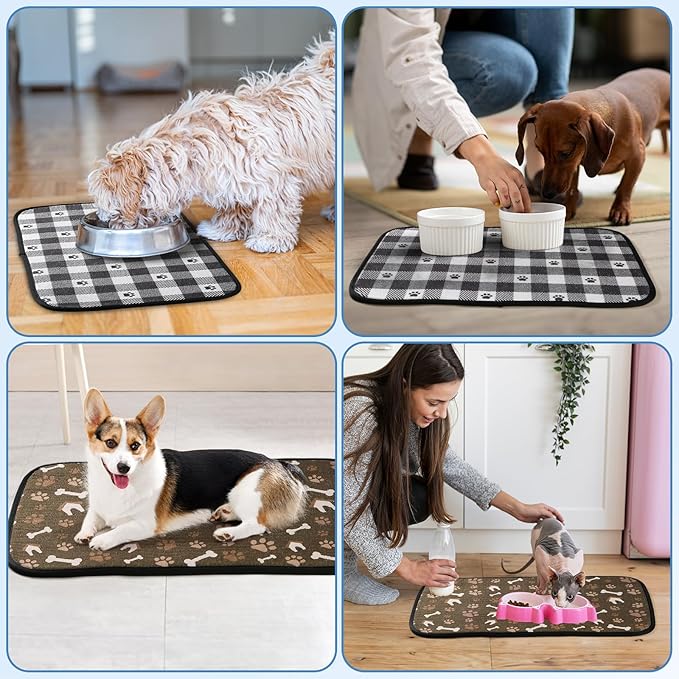 Dog Food Mats, Pet Bowl Mats, Super Absorbent and Dry, Prevents Spills - Image 7