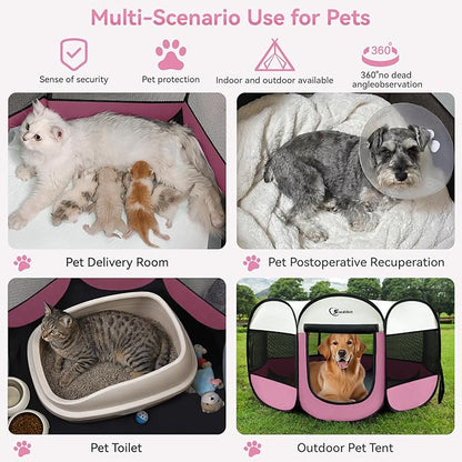 Pink Puppy Playpen for Large Dog Cat, Dog Tent Crates Cage Indoor/Outdoor - Image 4